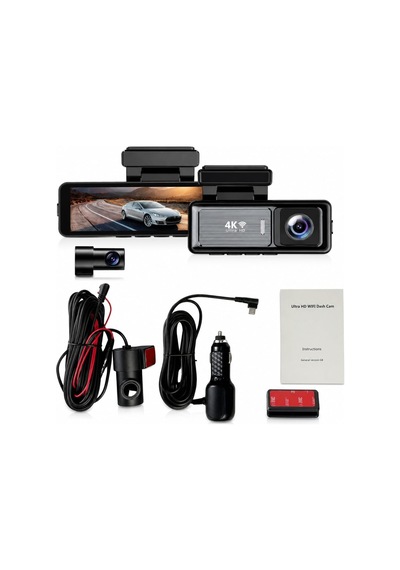 M6 4k Ultra Hd Araç İçi Kamera 3.2 Ips Ekran, Wi-fi Viidure Uygulama , Gps Ve Ön 4k + Arka 1080p Çift Kameralı