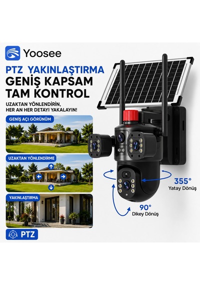 Uninet Solar Kamera Iki Kameralı 4g Sim Kartlı Dış Mekan Sirenli Ip Kamera