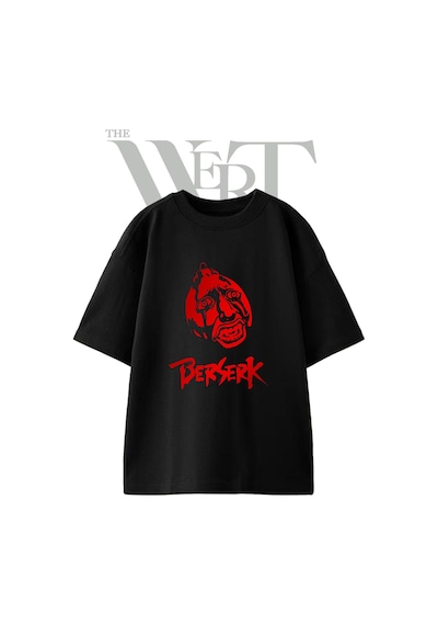 Thewert Berserk Behelit Tasarım Baskılı Ünisex Siyah Oversize T-shirt