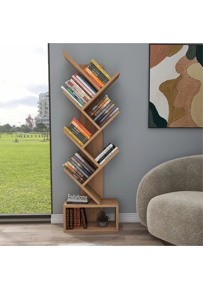 Reyo Home Enda Erine 8 Raflı Zikzak Kitaplık Atlantik Çam