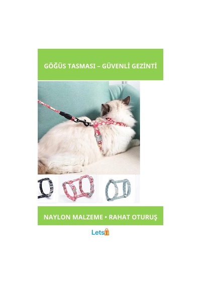 Dayanıklı Ayarlanabilir Kedi Gezdirme Göğüs Tasması