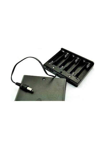6'Lı Aa Pil Yuvası (Kapaklı Ve Switchli) Barrel Jack