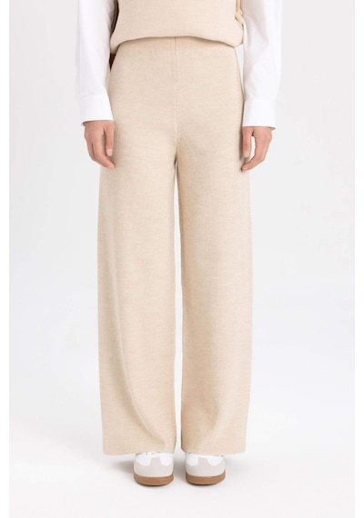 Defacto Triko Pantolon Straight Fit Geniş Bol Paça C2088AX24SPBG662 Bej