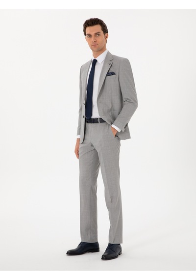 Cacharel Açık Gri Slim Fit Yün Takım Elbise