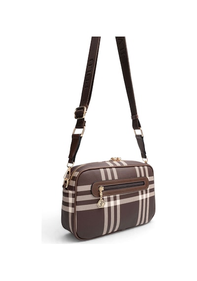 Silver & Polo Silver Polo Kahve - Kahve Çizgili Ekose Kadın Çapraz Çanta Sp1280