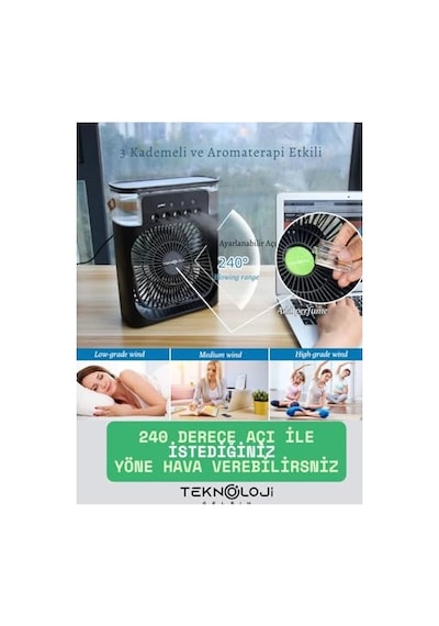 Vantilatör Mini Fan 5 Spreyli Su Püskürtmeli 600 Ml Buhar Makinesi Soğutucu Özellikli