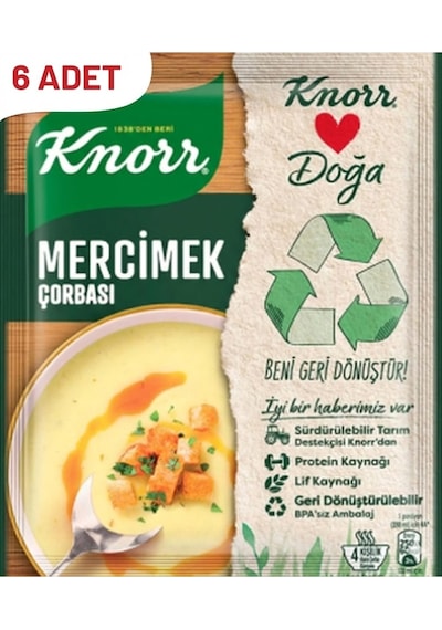 Knorr Mercimek Çorbası 76 G X6 Adet Pratik Çorba Çözümü