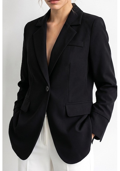 Shade Kadın Astarlı Garni Kol Detaylı Kemerli Blazer Ceket 8146 60286139 - Siyah