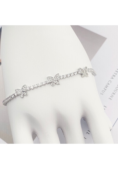 Su Yolu Bileklik Kelebek Model 316l Paslanmaz Çelik Silver 17+2 Cm Gümüş