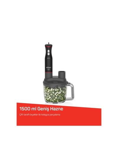 Arzum Ar1204 Starchef Pro 1800w 4 Bıçaklı 1500 Ml Hazneli 2 Kademeli Multi Blender Seti, Siyah