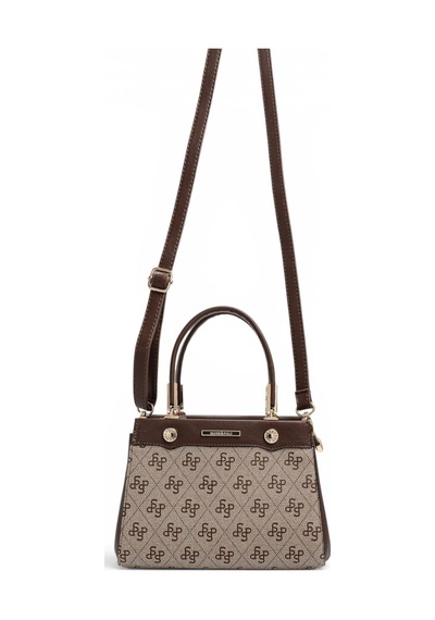 Silver & Polo Silver Polo Koyu Bej - Kahve Monogram Kadın El Çantası Sp1292