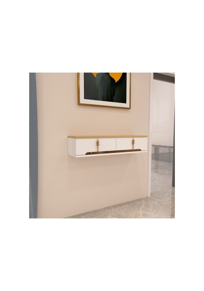 Roza 90 Cm Kapaklı, Raflı ,duvara Monte Dresuar Makyaj Masası Beyaz-safirmeşe-altın Safirmeşe-altın Roza 90 Cm Kapaklı, Raflı ,duvara Monte Dresuar Makyaj Masası Beyaz-safirmeşe-altın Safirmeşe-altın