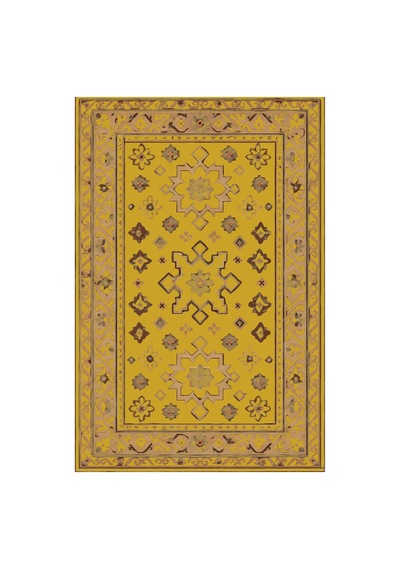 Kartela Halı Rustik Halı Jüt Taban Dokuma Halı Hardal Sarısı - 100 X 150 Cm