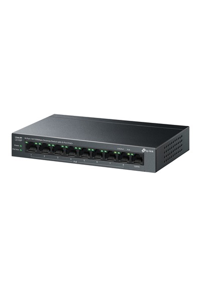 Tp-lınk Ls109p, Green Tech, 8 Port Megabit, Poe 63w, 1 Port Uplink, Long Range 250mt, Yönetilemez, Metal Kasalı Switch