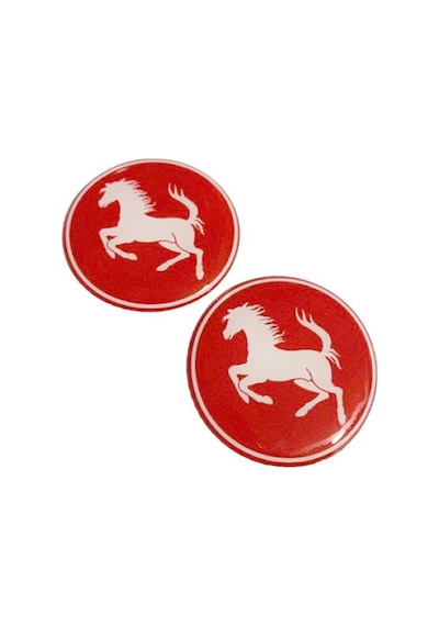 Ferrari Logo Damla Etiket Kımızı Sticker 5x5cm 2 Adet
