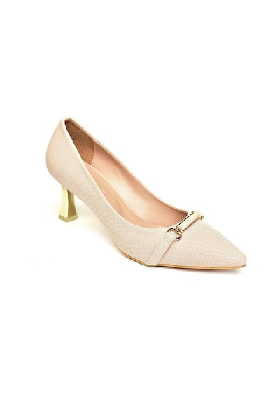 Fox Shoes U676037404 Ten Kumaş Kalın Topuklu Kadın Ayakkabı Ten