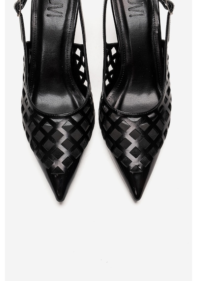 Luvishoes Jever Siyah Cilt Lazer Kesim Sivri Burun Slingback Kadın İnce Topuklu Ayakkabı Siyah Luvishoes Jever Siyah Cilt Lazer Kesim Sivri Burun Slingback Kadın İnce Topuklu Ayakkabı Siyah