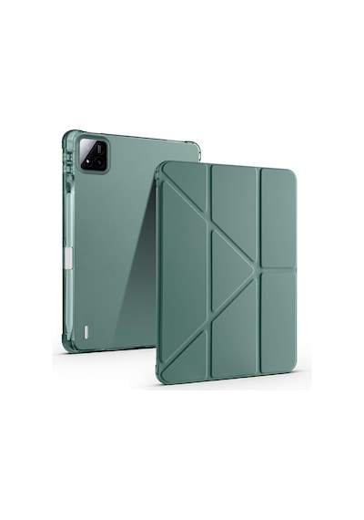 Pad 8 Pro Kılıf Zore Tri Folding Kalem Bölmeli Standlı Kılıf - Koyu Yeşil Standlı Kapak
