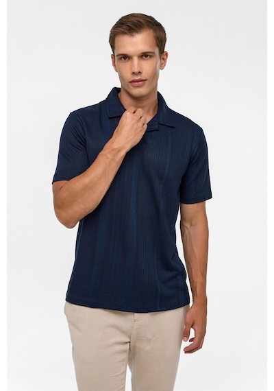 Süvari Lacivert Regular Desenli Polo Yaka Tişört-38364 Lacivert
