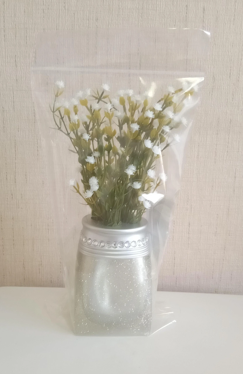 2 Adet Vazo Dahil,vazoda Çiçek,beyaz Yapay Çiçek,vazo Dekoratif Kristal Taşlı Gümüş Poliresin 7x7x15cm Çok Renkli