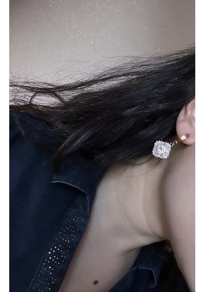 Baget Taşlı Swarovski Taşlı Şık Parlak Çelik Küpe Çok Renkli