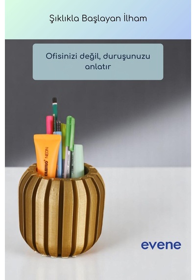 Kalemlik Masa Kalemliği Organizer Kalemlik Altın Renk Model 79 Çok Renkli