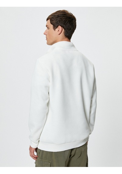 Koton Yarım Fermuarlı Sweatshirt Basic Dik Yaka Ribanalı Uzun Kollu Şardonlu Ekru 4sam70002mk Koton Yarım Fermuarlı Sweatshirt Basic Dik Yaka Ribanalı Uzun Kollu Şardonlu Ekru 4sam70002mk