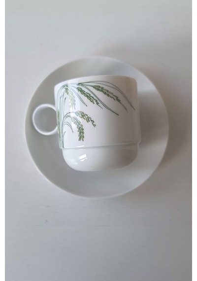 Hint Pirinci Desenli Vintage Çay Fincanı Seti 2 Parça Beyaz-krem