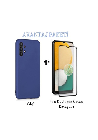 Samsung Galaxy Uyumlu A13 4g Esnek Soft Tasarım Dayanıklı Kılıf Ve Tam Kaplayan Ekran Koruyucu Col177329-lacivert