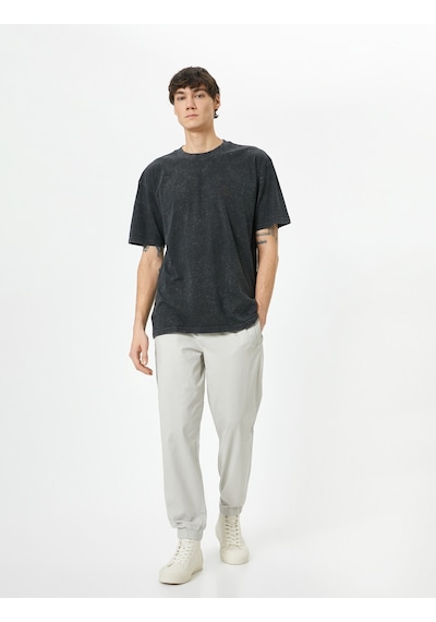 Koton Jogger Pantolon Slim Fit Beli Bağcıklı Cep Detaylı Taş 4sam40087hw Taş
