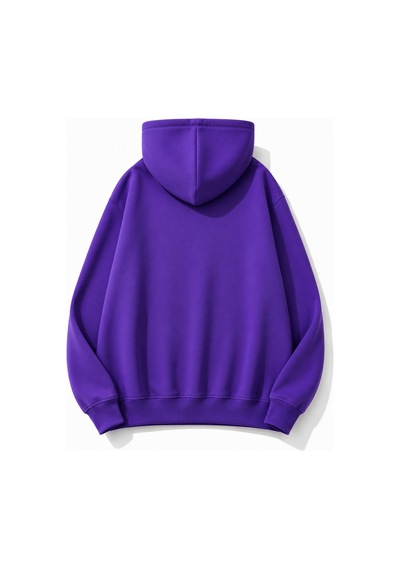 Herkesemoda Yazı Baskılı Kapüşonlu 2 İplik Şardonlu Sweatshirt Mor