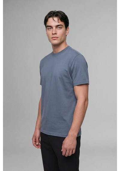 Defacto Kırışmaz Oversize Bisiklet Yaka Basic Kısa Kollu Tişört B6494ax26auın13 İndigo-ın13