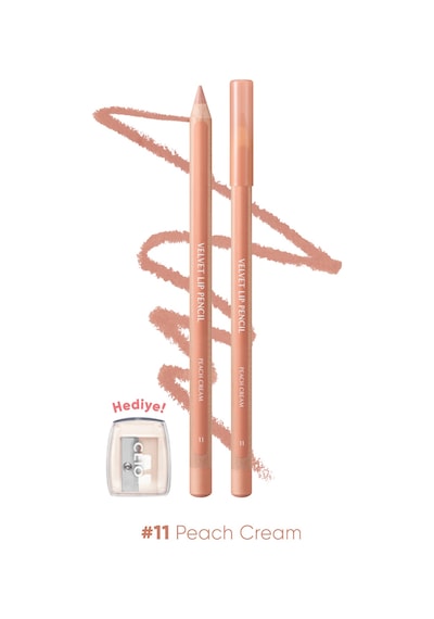 Kremsi Formüle Sahip Dudak Kalemi Ve Kalemtıraş Seti Clıo Velvet Lip Pencil Set 11 Peach Cream