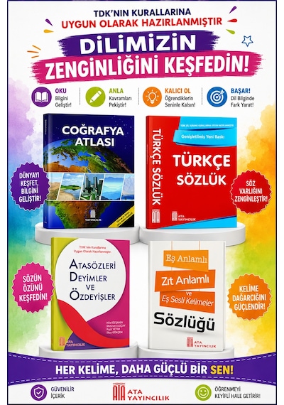 Ata Coğrafya Atlası-türkçe Sözlük-atasözleri, Deyimler - Eş Anlamlı, Zıt Anlamlı Ve Eş Sesli Sözlüğü
