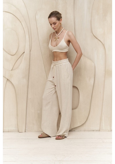 Mai Collection Mai Studios Co. Rowena İp Detay Bej Pantolon Bej
