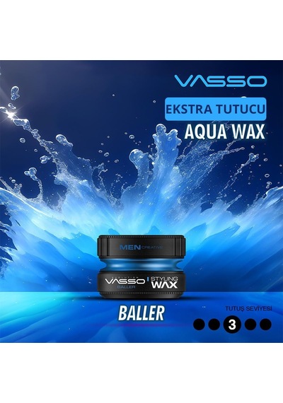 Saç Şekillendirici Wax Tüm Saç Tipleri Ekstra Tutuş, Islak Ve Parlak Görünüm Neme Dayanıklı Aqua Baller 150 Ml