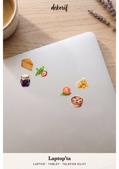 Pasta Ve Tatlı Sticker Seti 100 Adet - Meyveli Kek Kurabiye Pastane Suluboya Ajanda Journal Çıkartma Çok Renkli