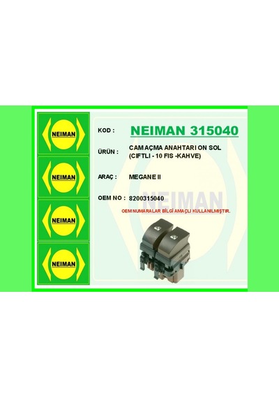 Cam - 442 - Açma Anahtarı On Sol Cıftlı - 10 Fıs -kahve - Csmo-tex - Megane Iı