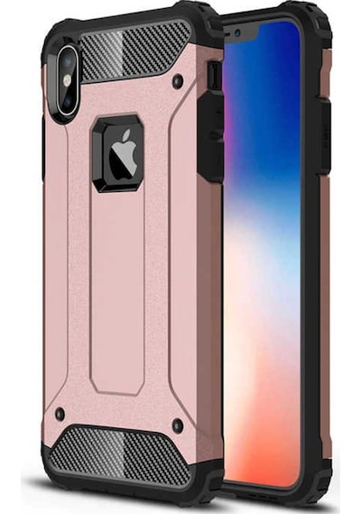 Noktaks - Apple Uyumlu iPhone Xs Max 6.5 - Kılıf Çift Katman Zırh Tank Crash Military Kapak - Rose Gold