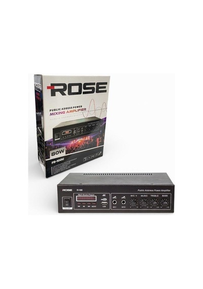 Rose Fr-100u 80 Watt Trafolu Mağaza Anfisi 2 Mikrofon Girişli Mp3, Bluetooth, Kumandalı