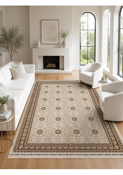 Sateen Afghan Sfg 03 Beige Afgan Desenlerine Sahip Hav Vermeyen Özel İplerle Dokunan Yıkanabilir Ve Özel Kaymaz Tabanlı Sık Dokuma Makine Halısı Bej 2 Sateen Afghan Sfg 03 Beige Afgan Desenlerine Sahip Hav Vermeyen Özel İplerle Dokunan Yıkanabilir Ve Özel Kaymaz Tabanlı Sık Dokuma Makine Halısı Bej 2