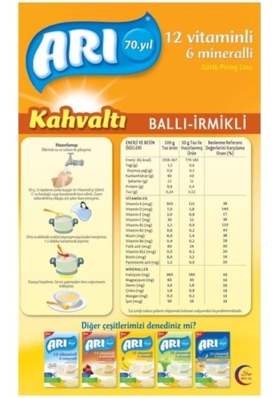 Arı Mama Ballı Irmikli Kahvaltı 12 Vitamin 6 Mineral 200 G x 2 Mama