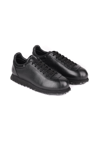 Shoetyle - Hakiki Deri Siyah Renk Günlük Erkek Sneaker - 666-10-110-1651
