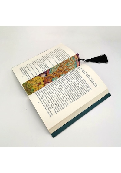 Yaşam Ağacı Baskılı, Püsküllü Kitap Ayracı Hediyelik Bookmark,ayraç-122
