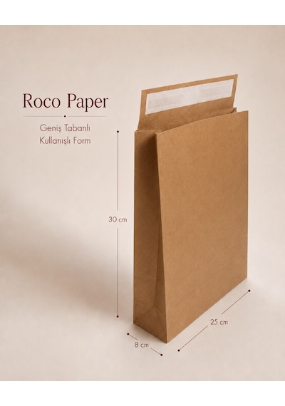 Yapışkan Bantlı Kraft Kese Kağıdı, Kraft Renk, 25x8x30 Cm - 24'lü Paket, Hediye Ve Kargo Zarfı