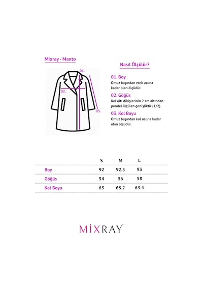 Mixray 4746 Kadın Uzun Tüylü Manto Bej