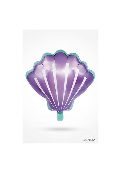 Mor Deniz Kabuğu Midye Folyo Balon 52x54 Cm Deniz Temalı Doğum Günü Parti Süsü Çok Renkli