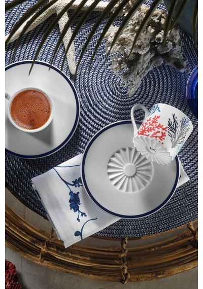 Porselen 12216 Pilea 4 Parça 2 Kişilik Kahve Takımı Açık Ahşap