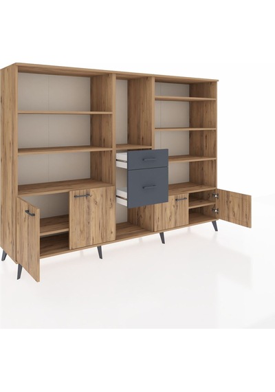Hyperion Dolap 10 Raflı 2 Çekmeceli 4 Kapaklı 220x44x163 Çam-çam/ Çam-çam/antrasit Hyperion Dolap 10 Raflı 2 Çekmeceli 4 Kapaklı 220x44x163 Çam-çam/ Çam-çam/antrasit