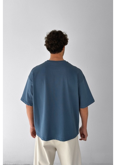 Flaw Atelıer Basic Boxy Fit İndigo Tişört-29573